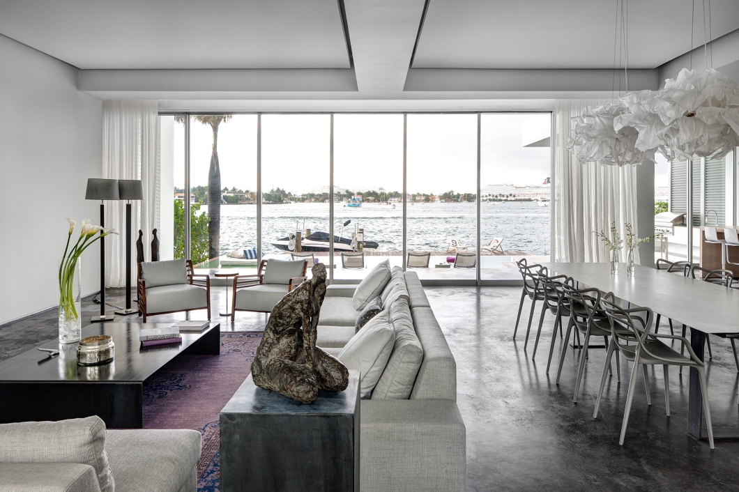MIAMI, FL - JUNE 21, 2014: Home of Jerome and Isabelle Peribere in Miami, Florida. Architect, Max Strang.